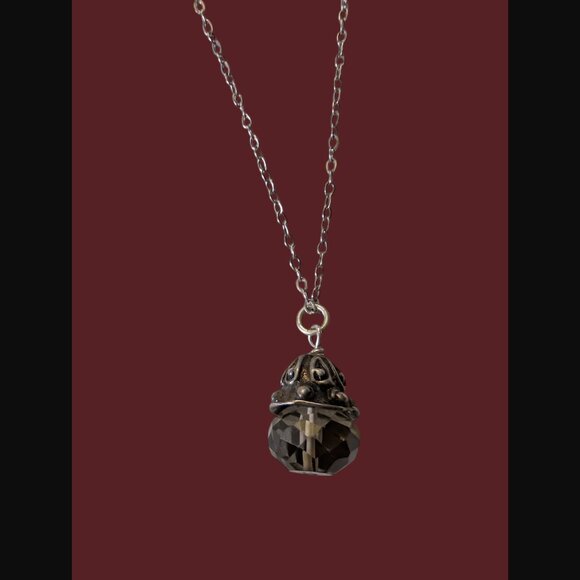 925 Sterling Smokey Quartz .85" Pendant On A 16"Chain Necklace - Picture 2 of 6